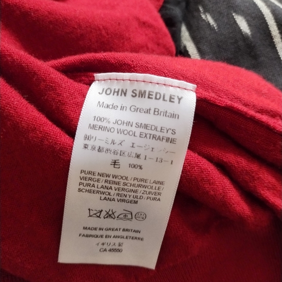 Vintage JOHN SMEDLEY Dark Red Extrafine Merino Wool Button Vest L - Picture 4 of 4